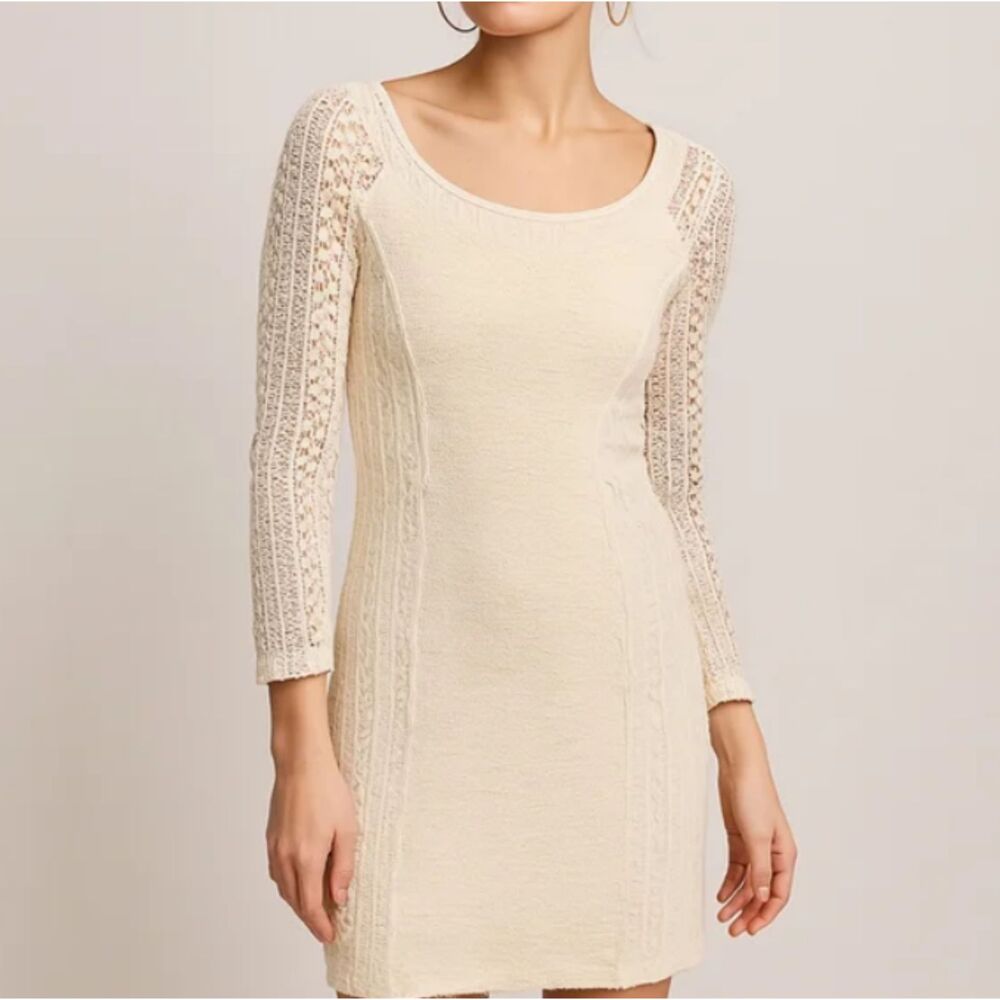 Anthropologie Bordeaux Cream Colored Lace Mini Dress Size Small